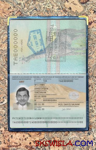 Tanzania paszport nowy 2019-obecnie fotowygląd, skan i fotorealistyczny snapshot, 2 w 1